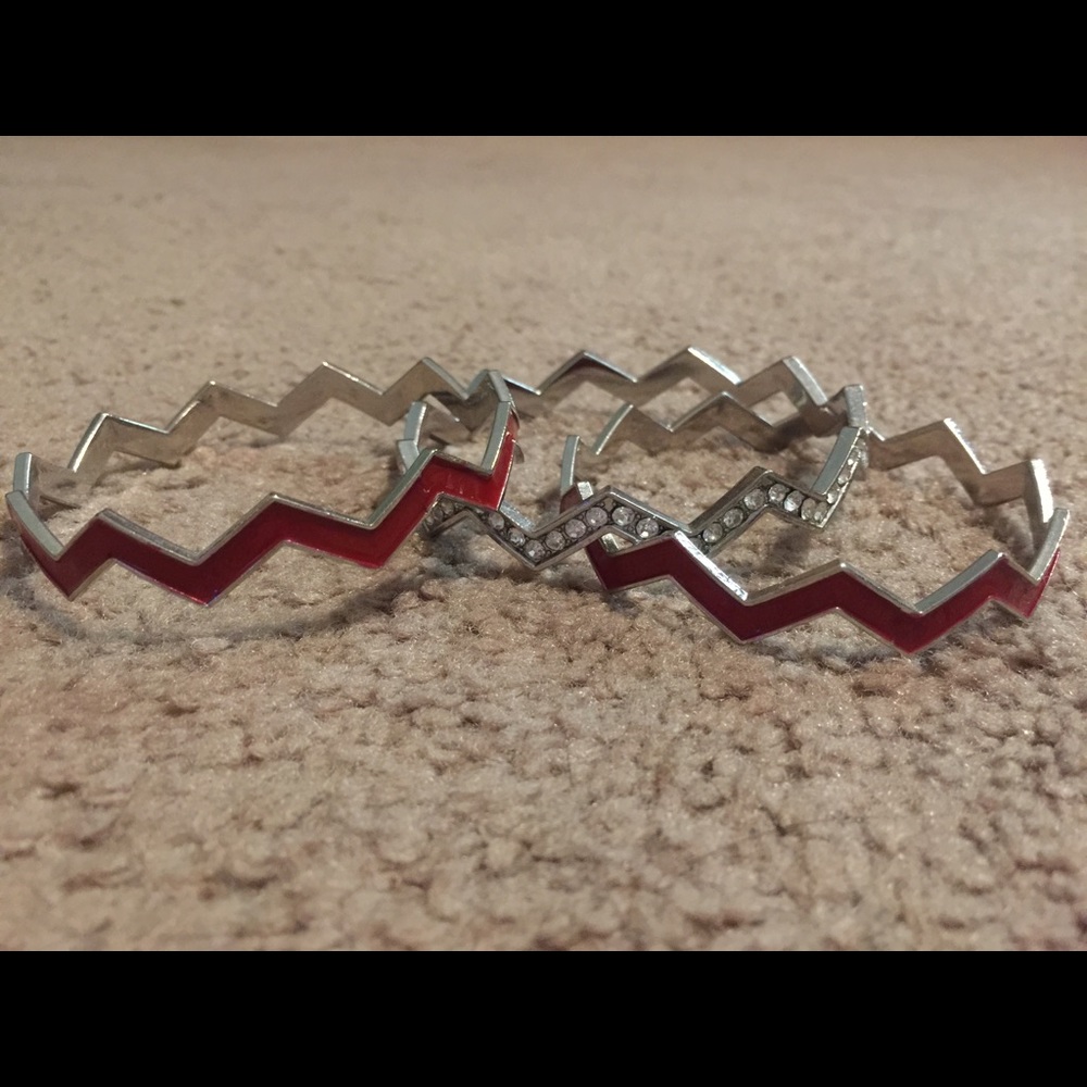 Chevron Bracelets (2-red/1-rhinestones)